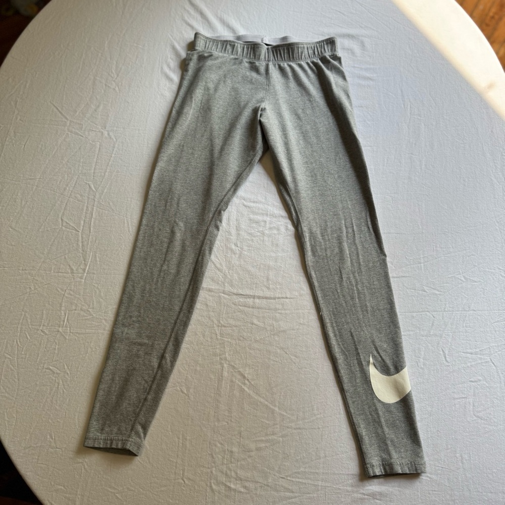 Nike Kids Gray Leggings with White Swoosh